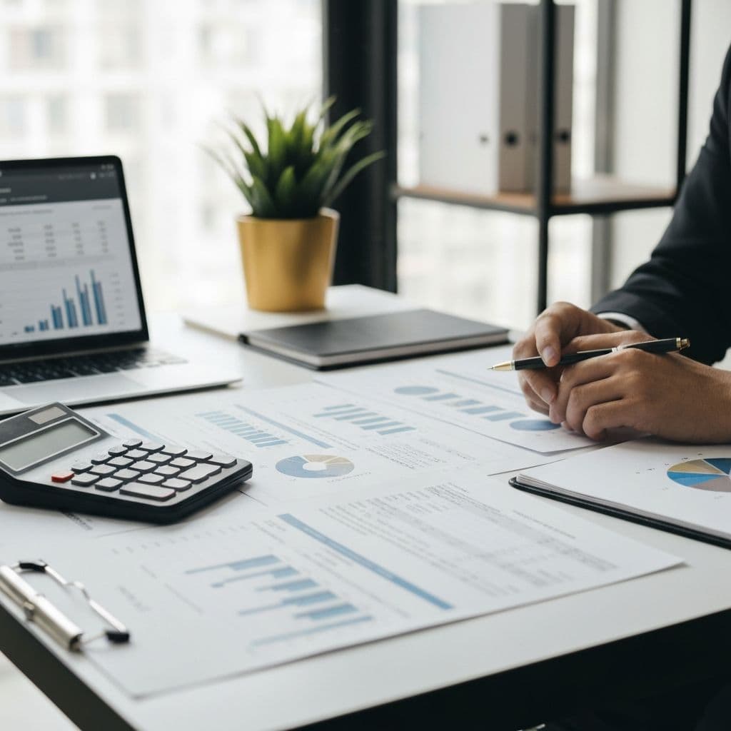 Professional commercial real estate financial analysis scene