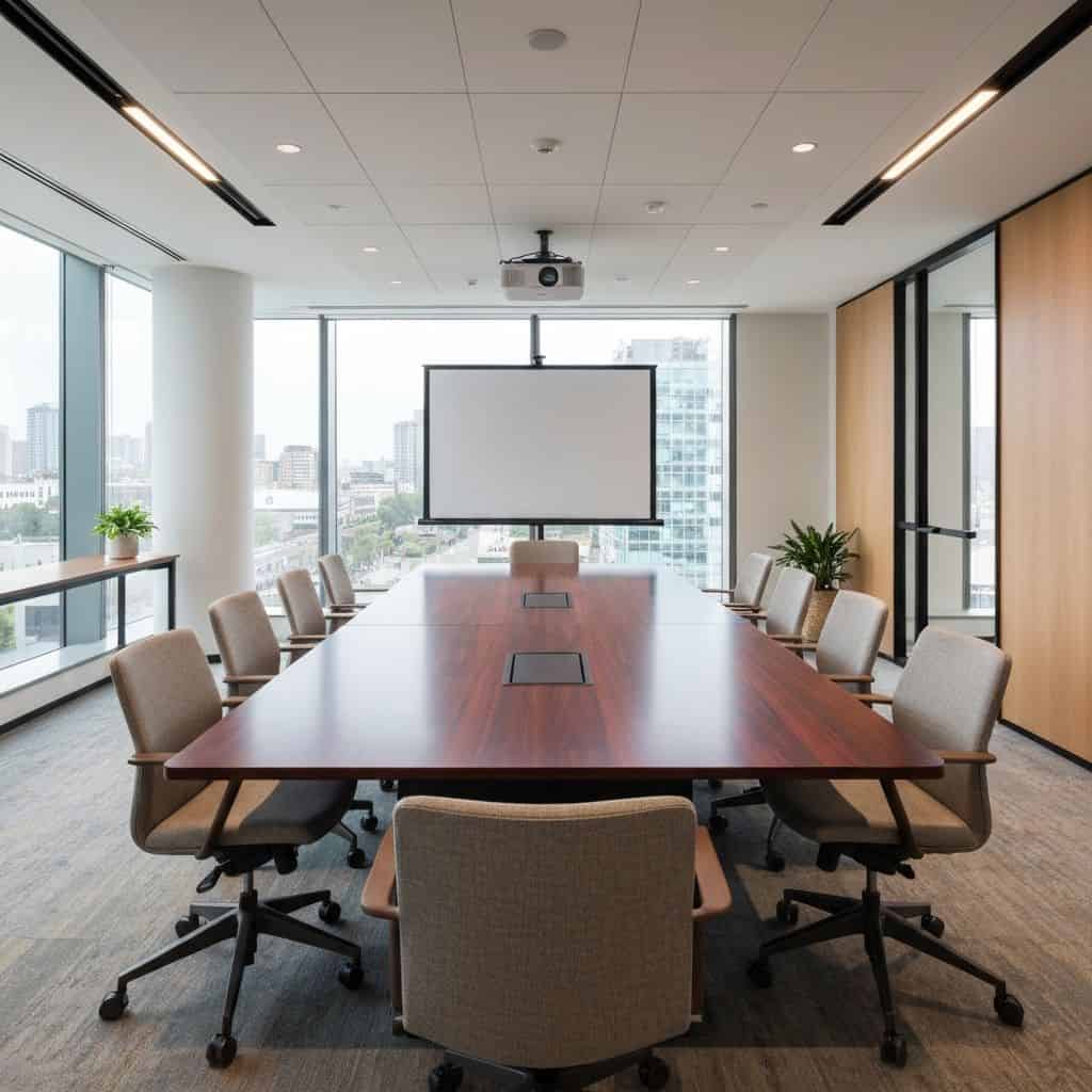 Brookmont Capital boardroom with a conference table overlooking a city skyline